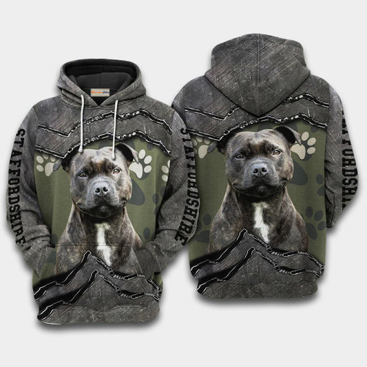 Staffordshire Bull Terrier My Friend Art – 3D Hoodie