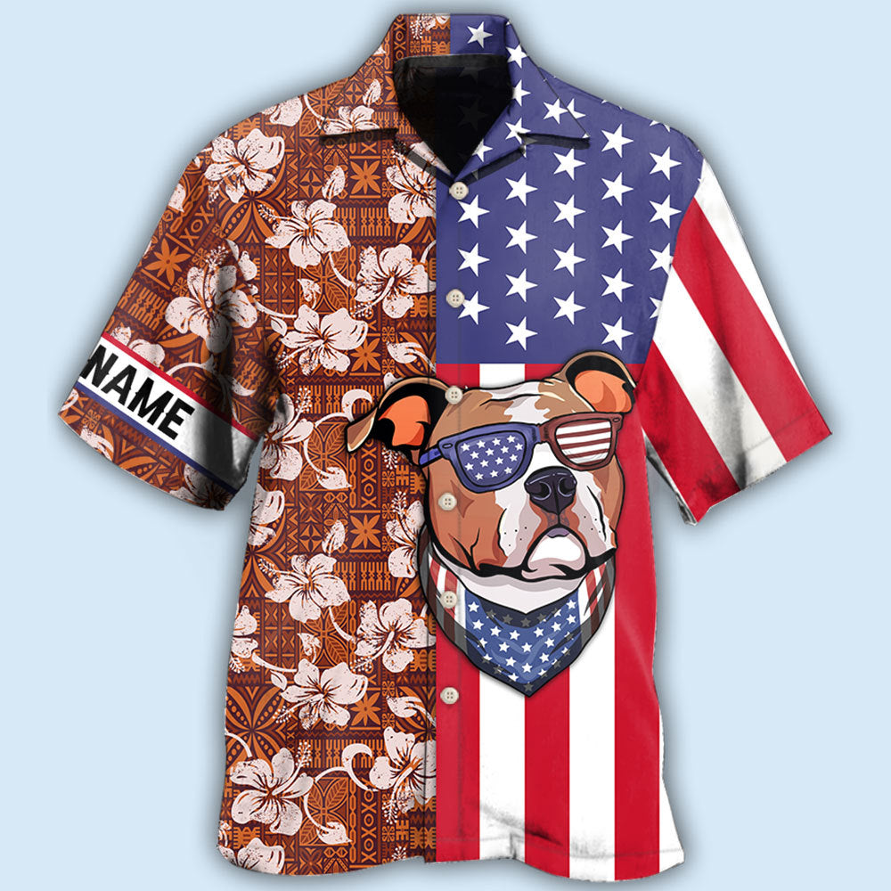 Staffordshire Bull Terrier America Floral Style – Hawaiian Shirt