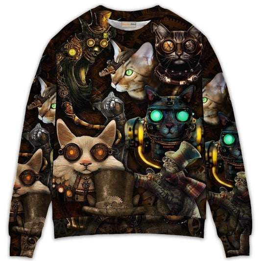 Steampunk Cat Art Steal Your Heart – Sweater - Ugly Christmas Sweater