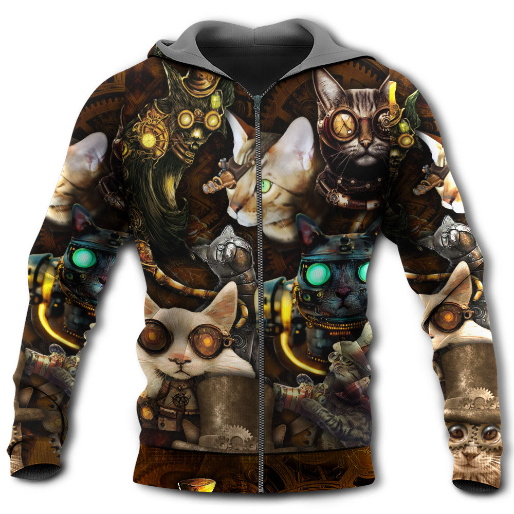 Steampunk Cat Heart Art - 3D Hoodie
