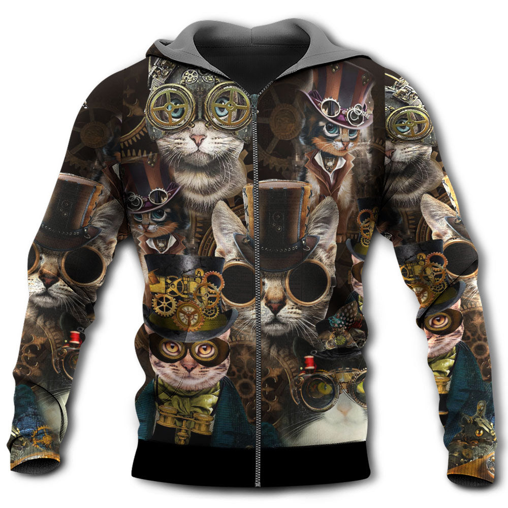 Steampunk Cat Machine Art - 3D Hoodie