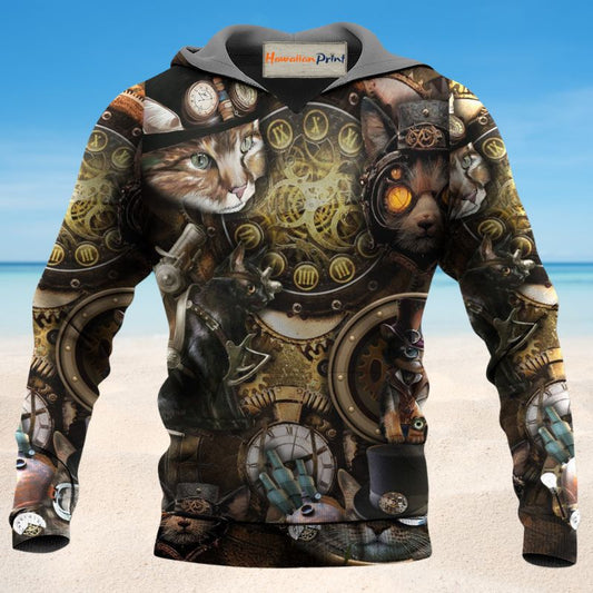 Steampunk Cat Magical Art - 3D Hoodie