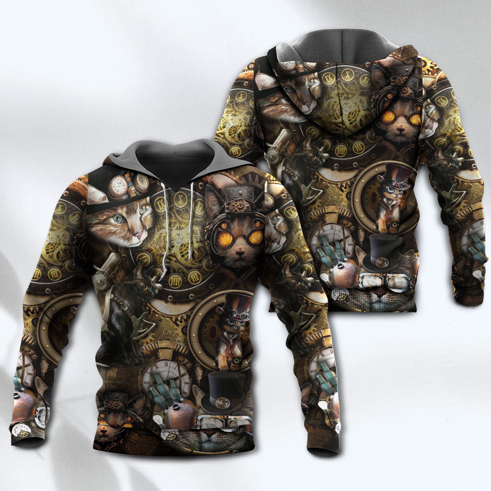 Steampunk Cat Magical Art - 3D Hoodie