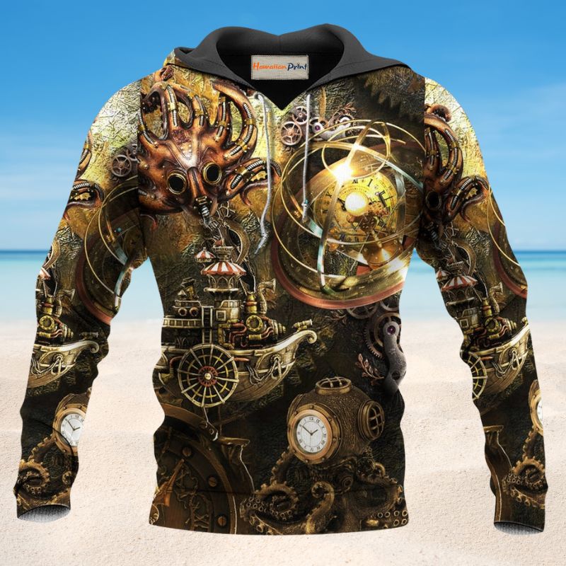 Steampunk Octopus Revolution - 3D Hoodie