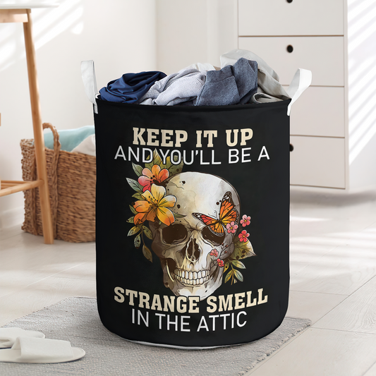 Skull and strange smell in the attic - Laundry basket - LAUB12NGC260222-Owls Matrix