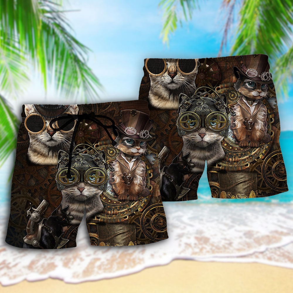 Steampunk Cats Creative Art – Beach Short