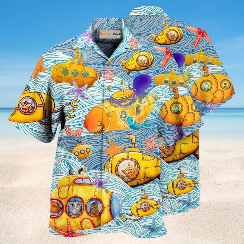 Submarines Diving Into Ocean Style – Hawaiian Shirt