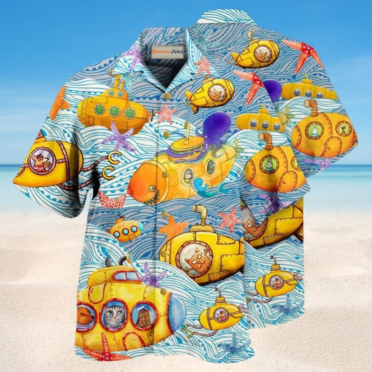 Submarines Diving Into Ocean Style – Hawaiian Shirt