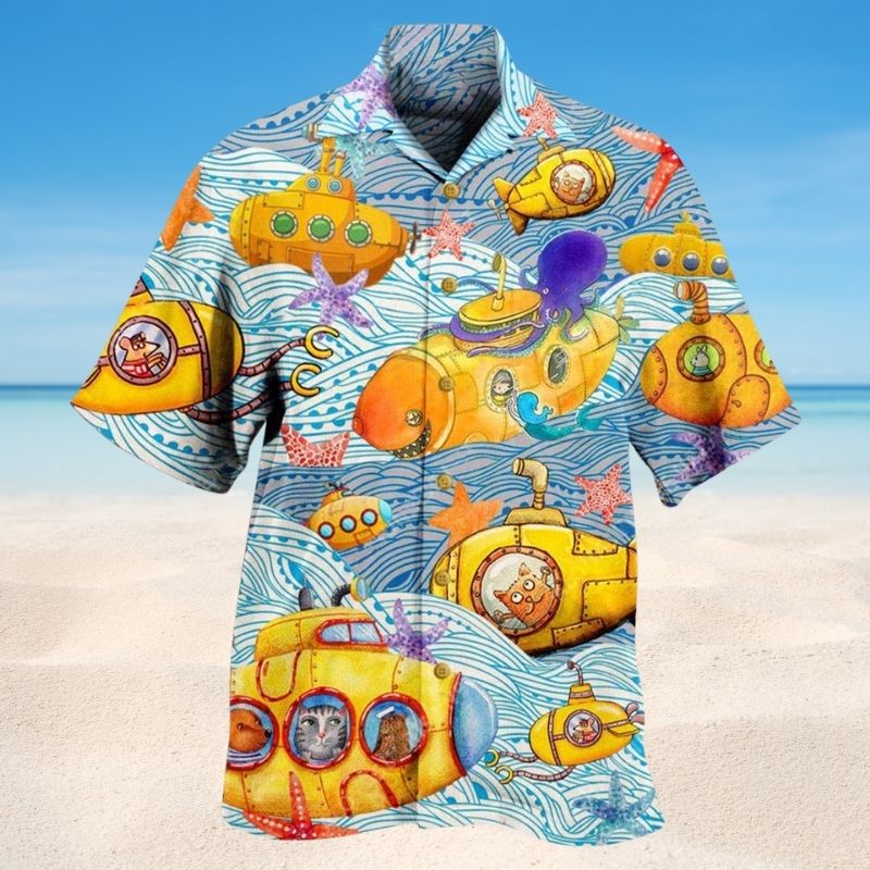 Submarines Diving Into Ocean Style – Hawaiian Shirt
