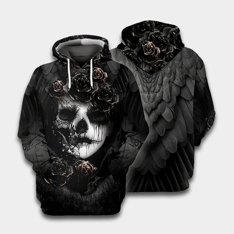 Sugar Skull Black Art – 3D Hoodie
