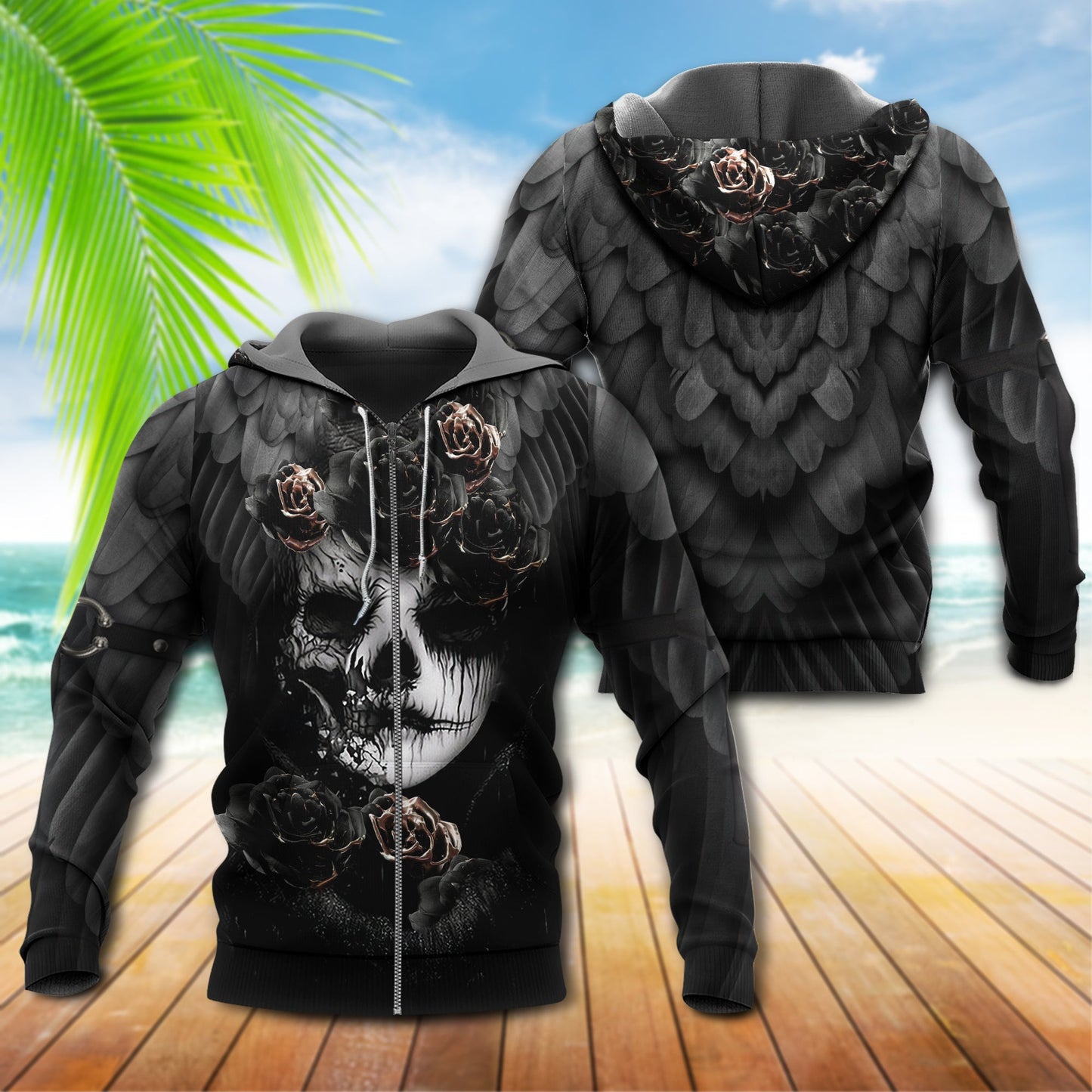 Sugar Skull Rose Dark Art - 3D Hoodie