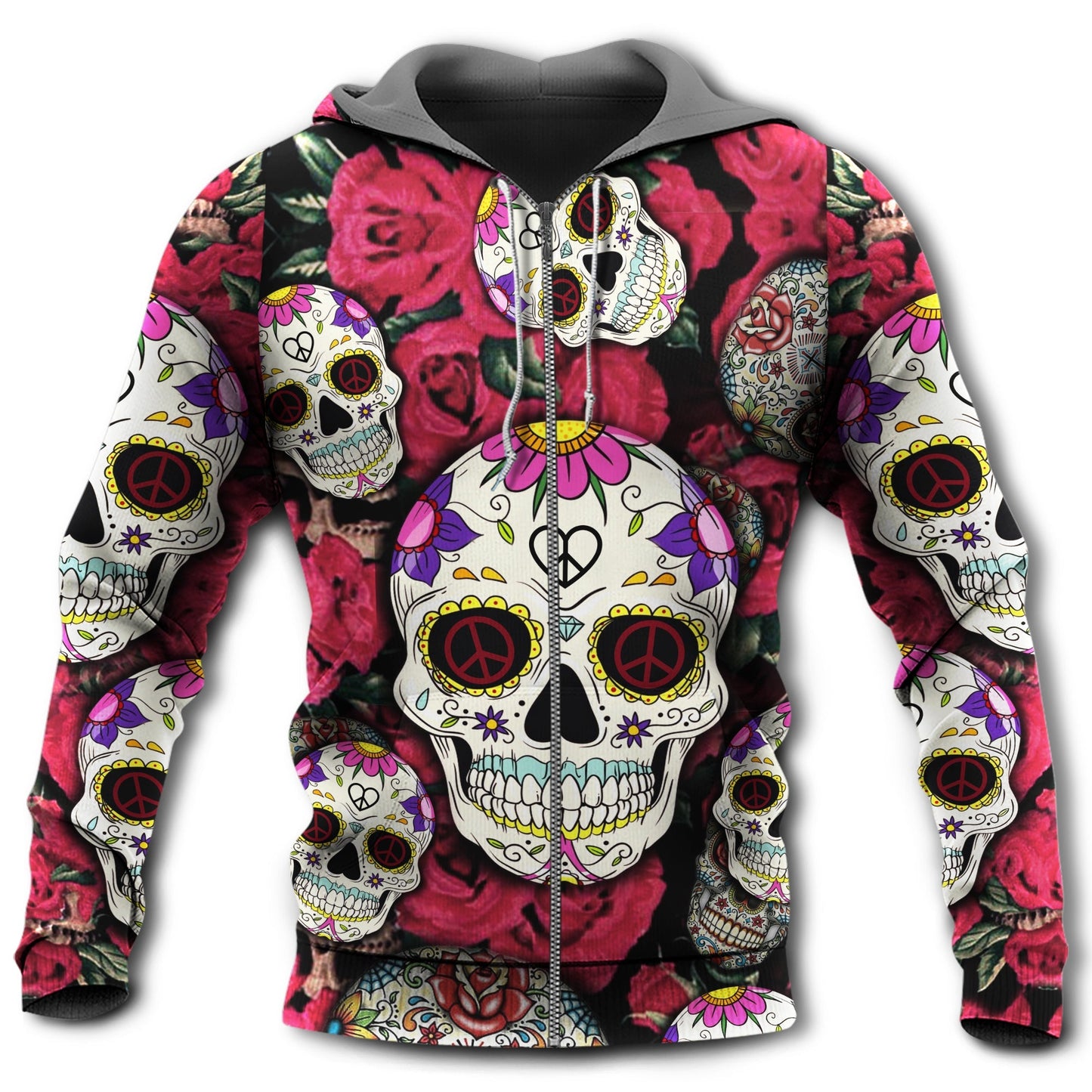Sugar Skull Rose Art - 3D Hoodie