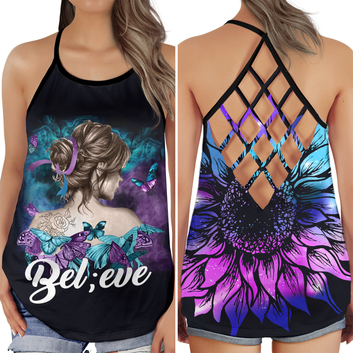 Sunflower Hope Support Message - Hollow Tank Top
