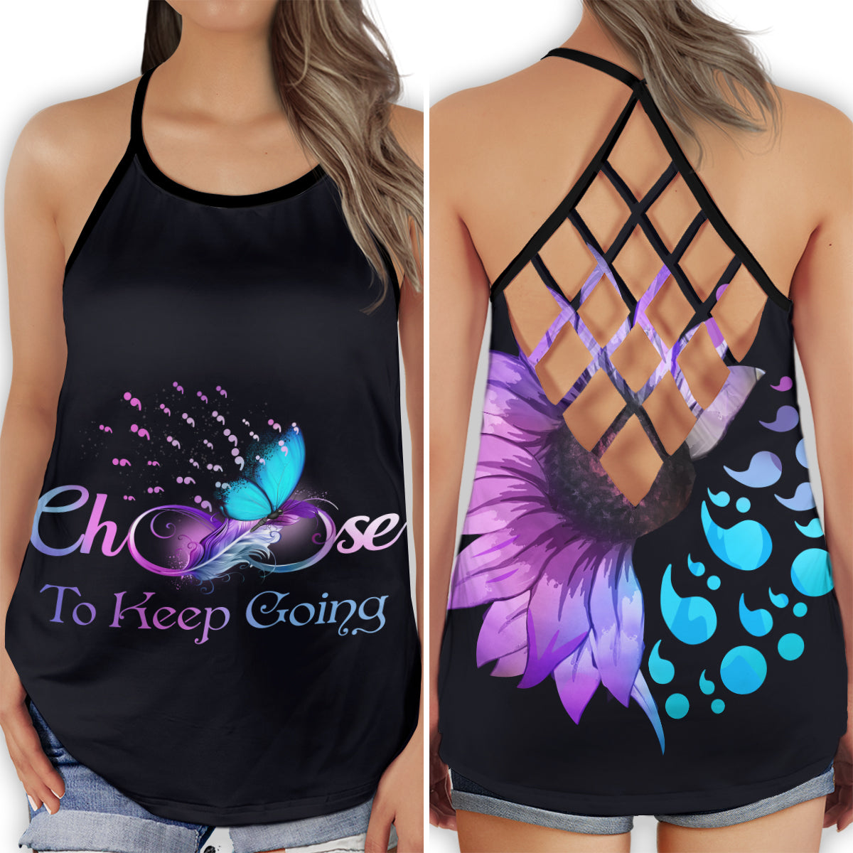 Suicide Awareness Choose To Keep Going Hope Message - Hollow Tank Top