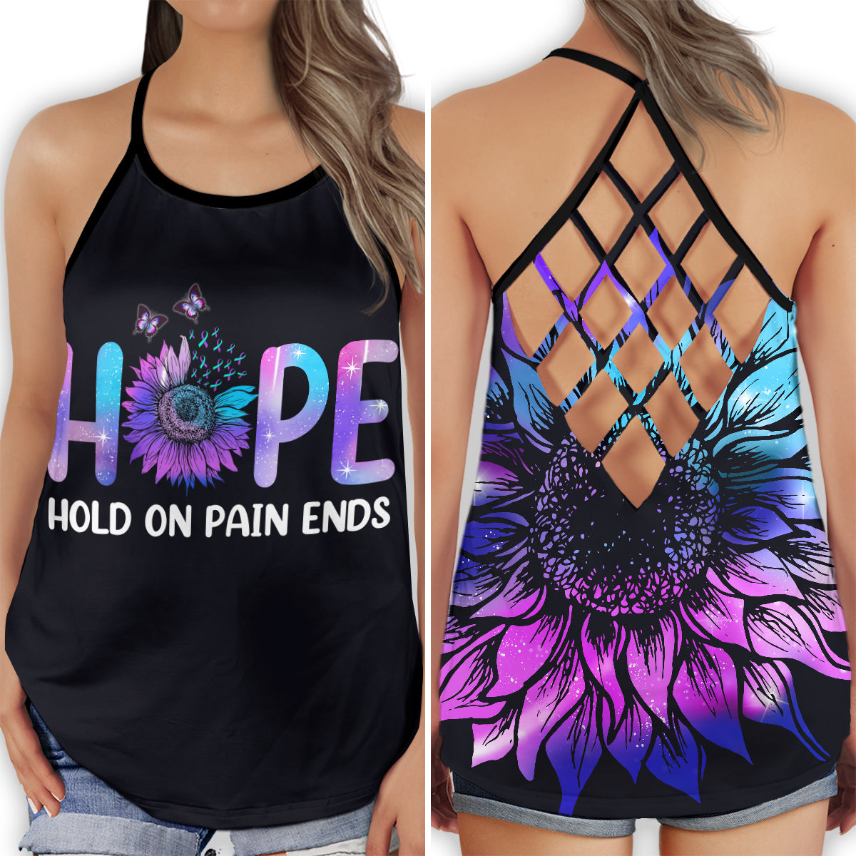 Hope Hold On Pain Ends Support - Hollow Tank Top