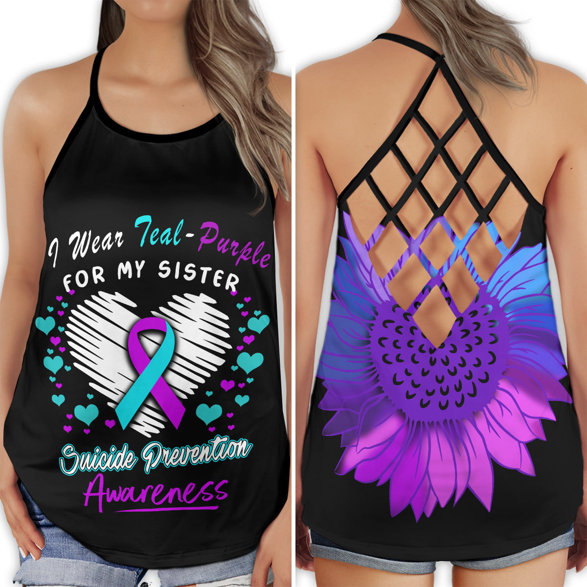 I Wear Teal And Purple For My Sister - Hollow Tank Top