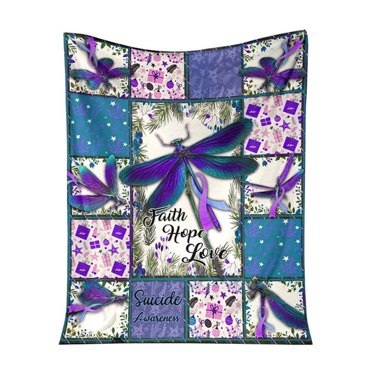 Mental Health Awareness Dragonfly 50 x 60 Inch Flannel Blanket For Cozy Bedroom And Sofa Decor