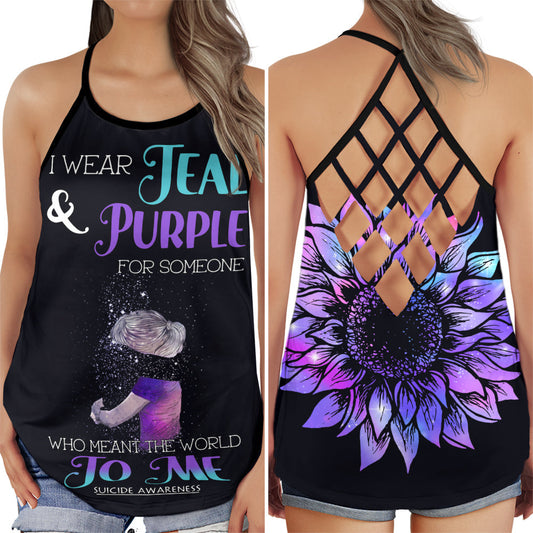Suicide Awareness Teal Purple For Someone Loved Tribute - Hollow Tank Top