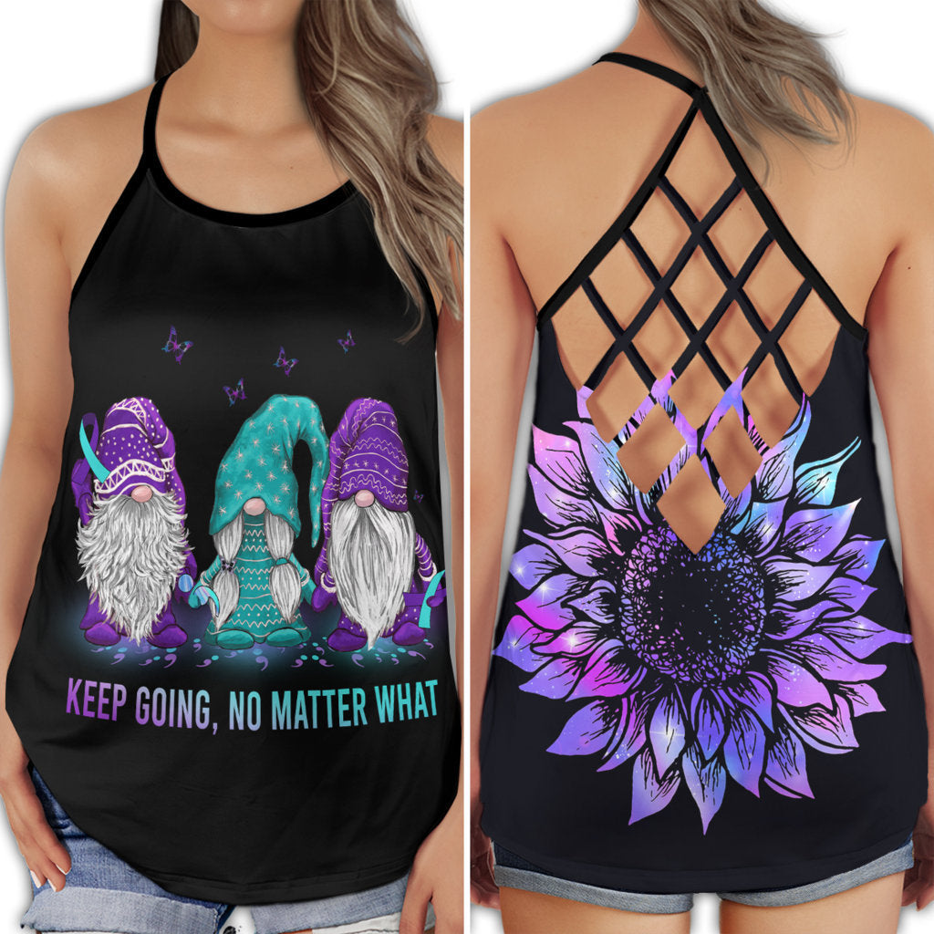 Suicide Awareness Keep Going Hope Flower Support Message - Hollow Tank Top