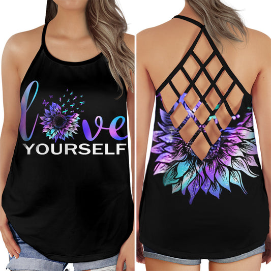 Suicide Awareness Love Yourself Strong Reminder Message - Hollow Tank Top