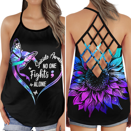 No One Fights Alone Butterfly Support - Hollow Tank Top