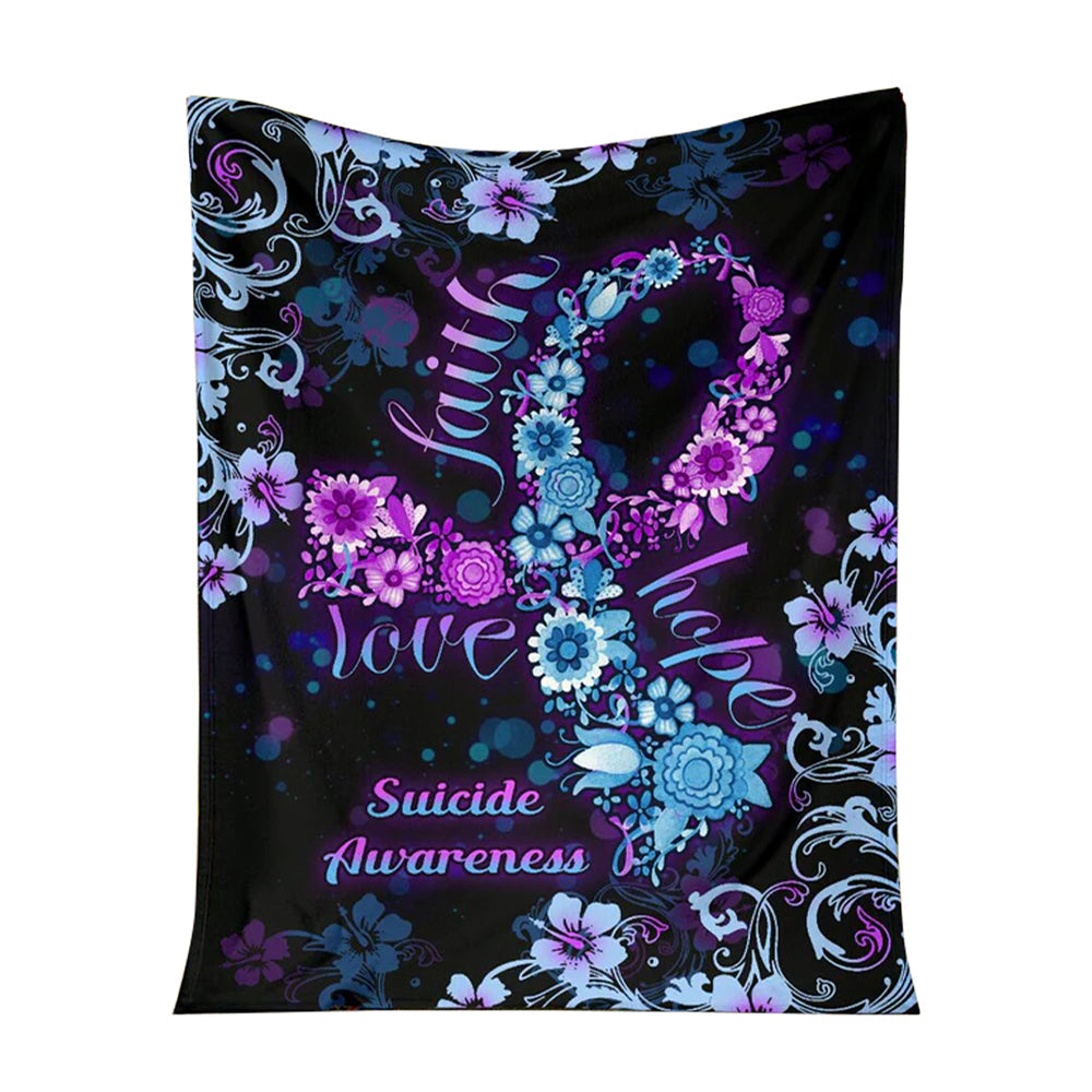 Mental Health Awareness Floral 50 x 60 Inch Flannel Blanket For Cozy Bedroom And Sofa Decor