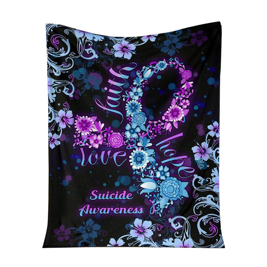 Mental Health Awareness Floral 50 x 60 Inch Flannel Blanket For Cozy Bedroom And Sofa Decor