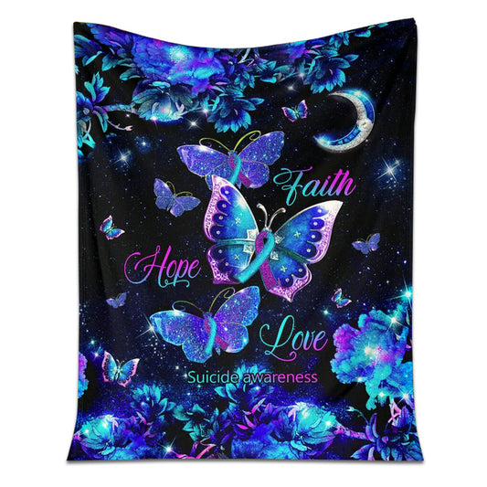 Mental Health Awareness Butterfly 50 x 60 Inch Flannel Blanket For Cozy Bedroom And Sofa Decor