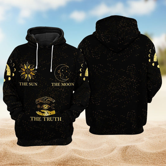 Sun Moon Cosmic Truth Dark Style - 3D Hoodie