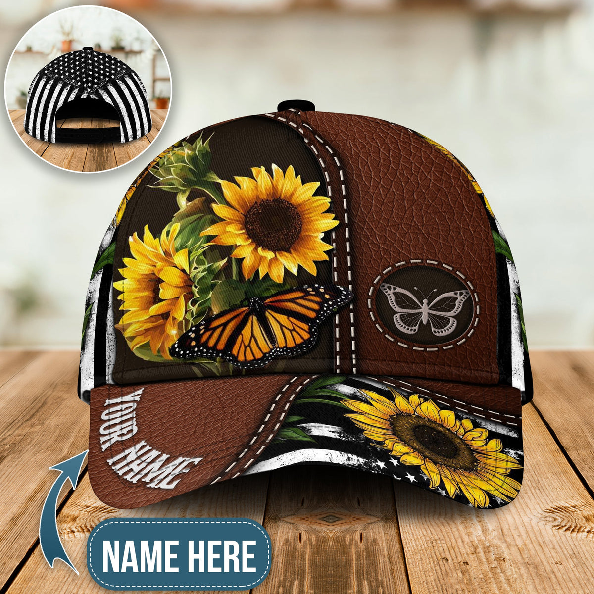 Sunflower Butterfly Personalized – Classic Cap