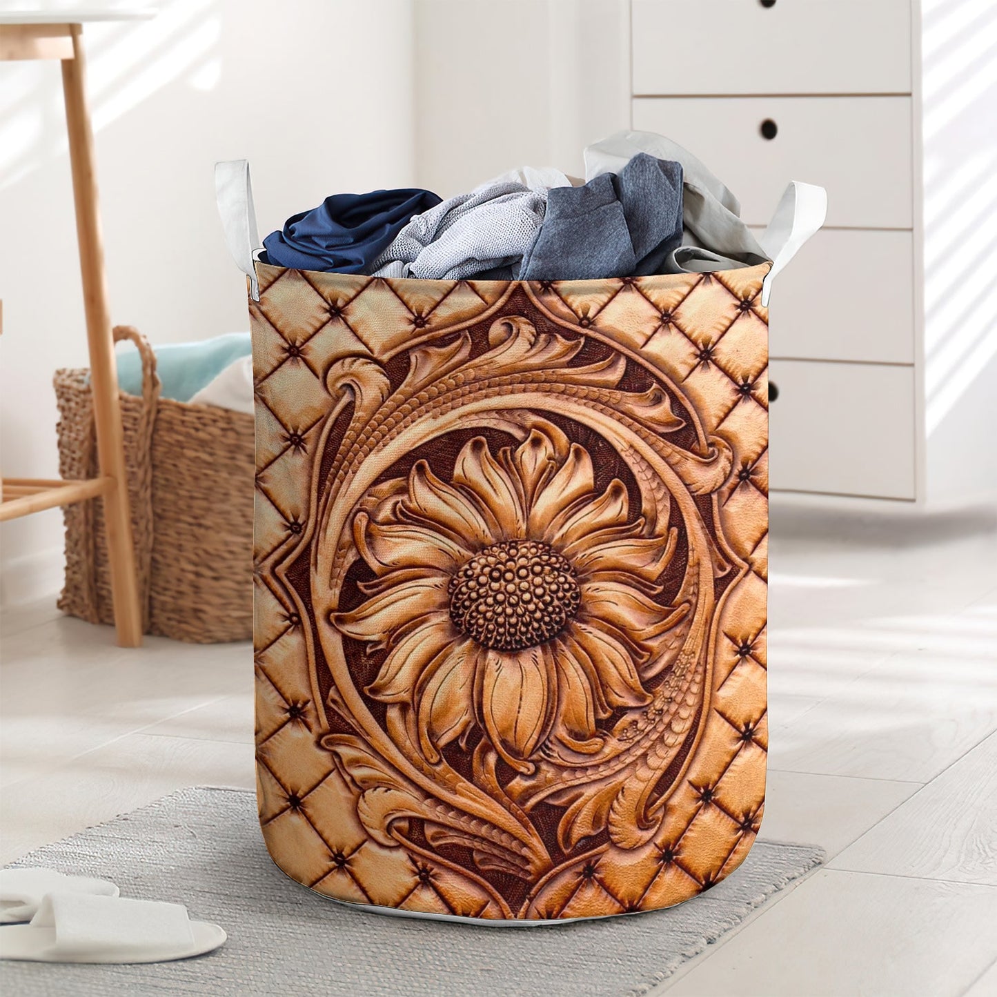 Sunflower wooden style 4 - Laundry basket - LAUB11LIN020322-Owls Matrix