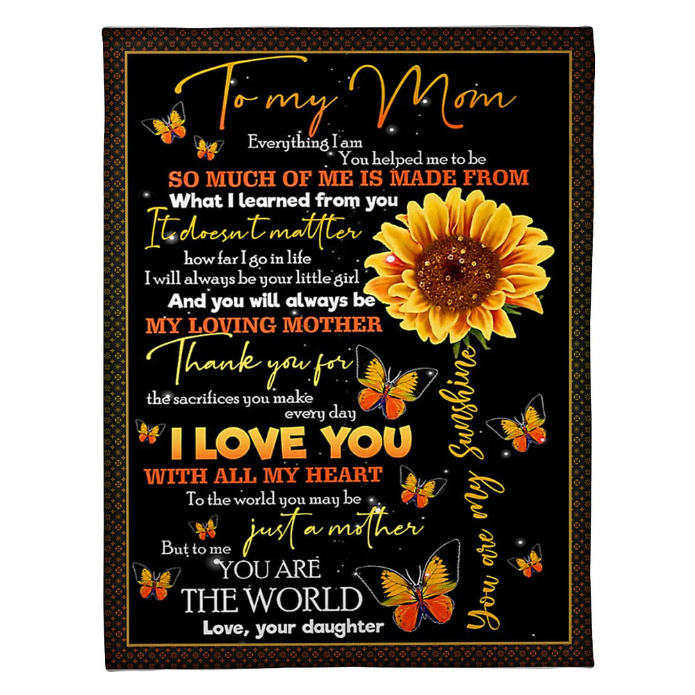 Sunflower To My Mom 50 x 60 Inch Flannel Blanket For Cozy Bedroom And Sofa Decor