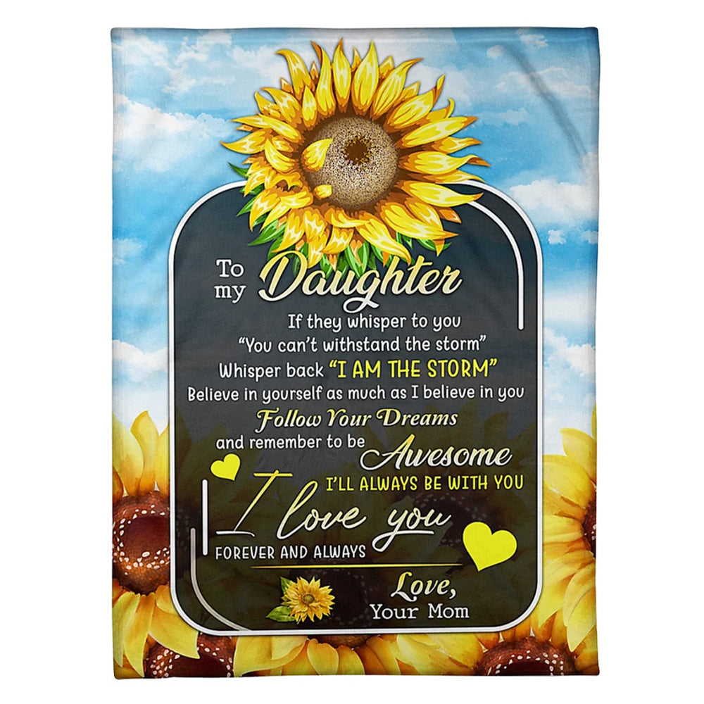 Sunflower Strong Spirit Message Daughter Gift 50 x 60 Inch Flannel Blanket For Cozy Bedroom And Sofa Decor