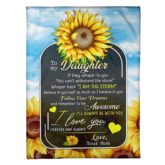 Sunflower Strong Spirit Message Daughter Gift 50 x 60 Inch Flannel Blanket For Cozy Bedroom And Sofa Decor