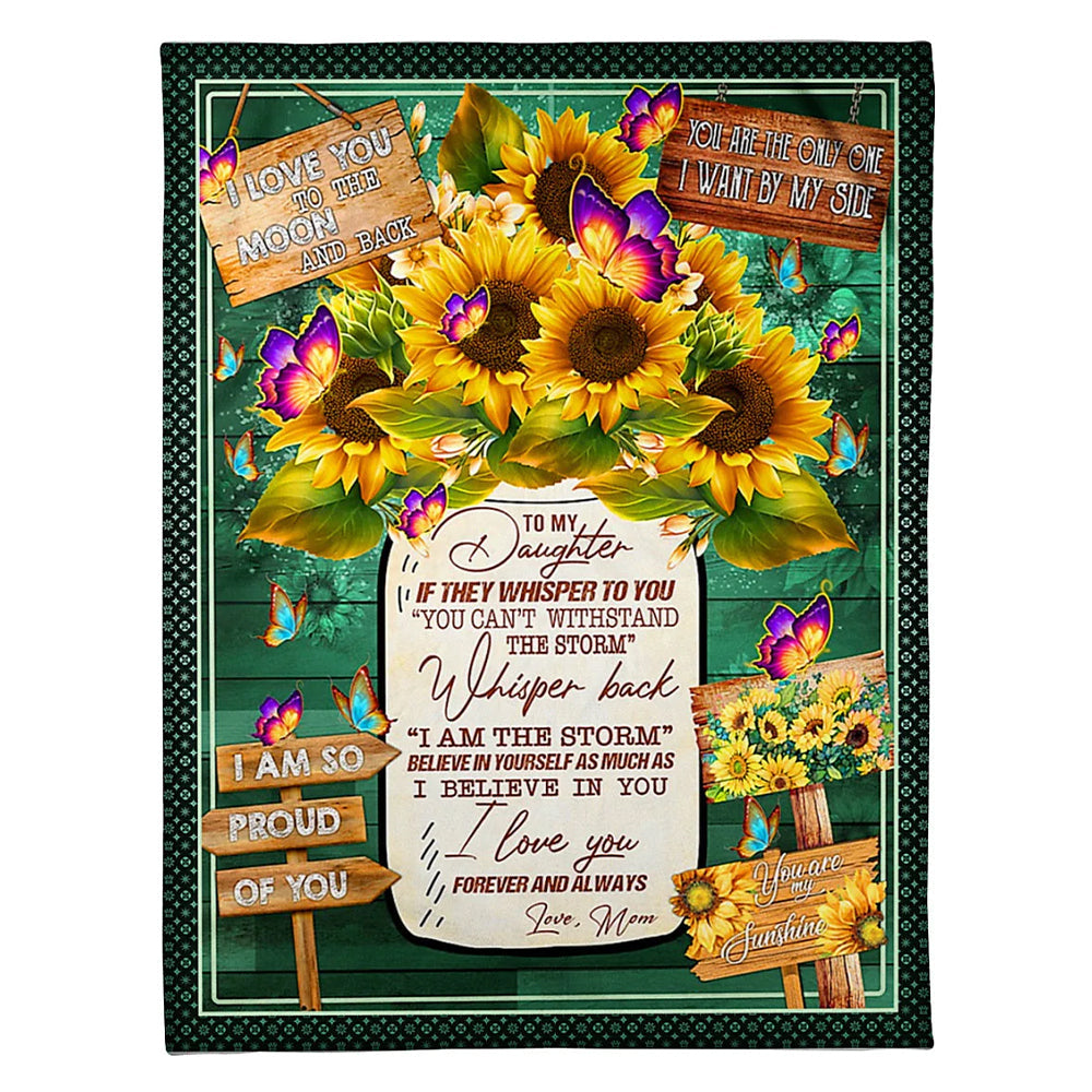 Sunflower Strong Spirit Message Mom To Daughter 50 x 60 Inch Flannel Blanket For Cozy Bedroom And Sofa Decor