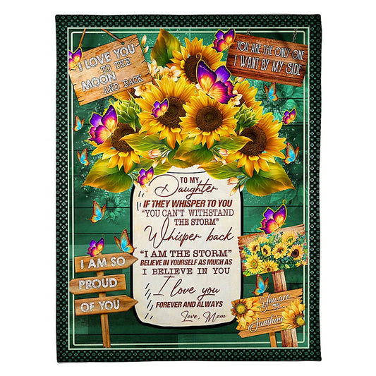 Sunflower Strong Spirit Message Mom To Daughter 50 x 60 Inch Flannel Blanket For Cozy Bedroom And Sofa Decor