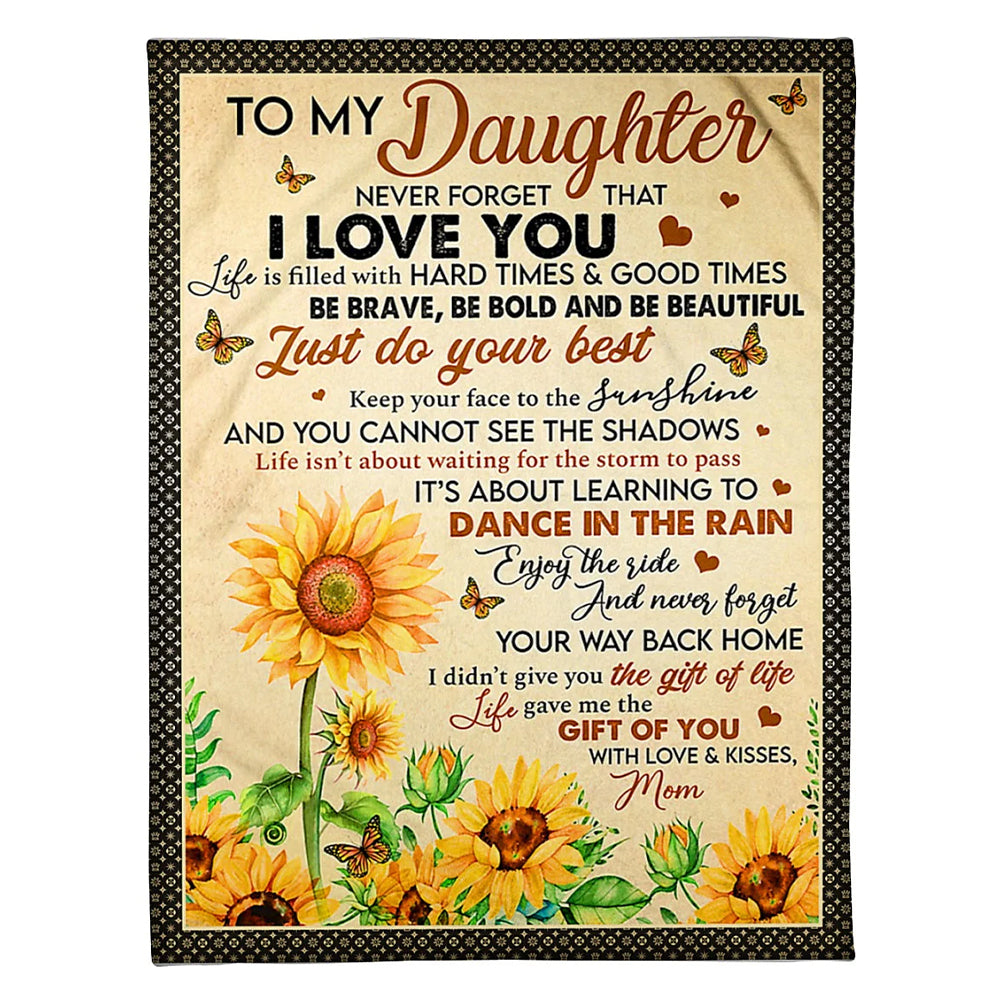 Sunflower I Love You Daughter Gift 50 x 60 Inch Flannel Blanket For Cozy Bedroom And Sofa Decor