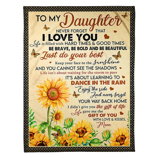 Sunflower I Love You Daughter Gift 50 x 60 Inch Flannel Blanket For Cozy Bedroom And Sofa Decor
