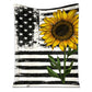 Sunflower American Flag 50 x 60 Inch Flannel Blanket For Cozy Bedroom And Sofa Decor