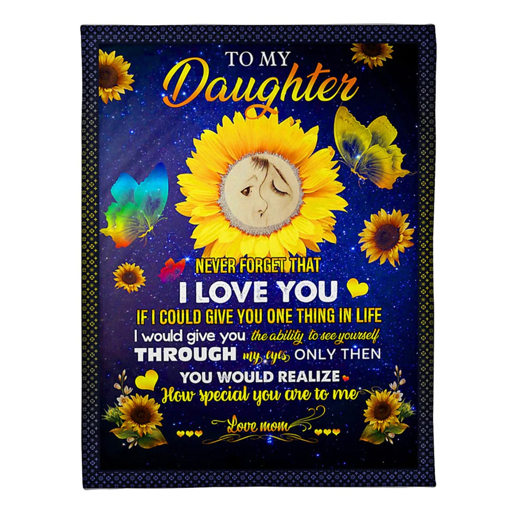 Sunflower Enduring Love Message Mom To Daughter 50 x 60 Inch Flannel Blanket For Cozy Bedroom And Sofa Decor
