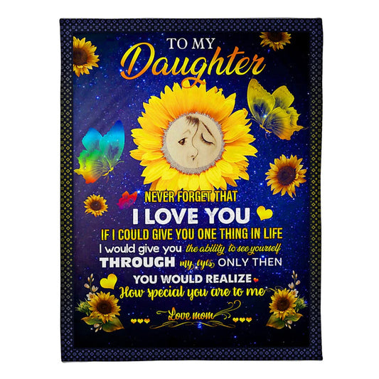 Sunflower Enduring Love Message Mom To Daughter 50 x 60 Inch Flannel Blanket For Cozy Bedroom And Sofa Decor