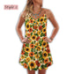 Beautiful Sunflower Pattern – Women's Summer Sleeveless V-Neck Camisole Dress