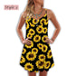 Beautiful Sunflower Pattern – Women's Summer Sleeveless V-Neck Camisole Dress