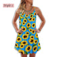 Beautiful Sunflower Pattern – Women's Summer Sleeveless V-Neck Camisole Dress