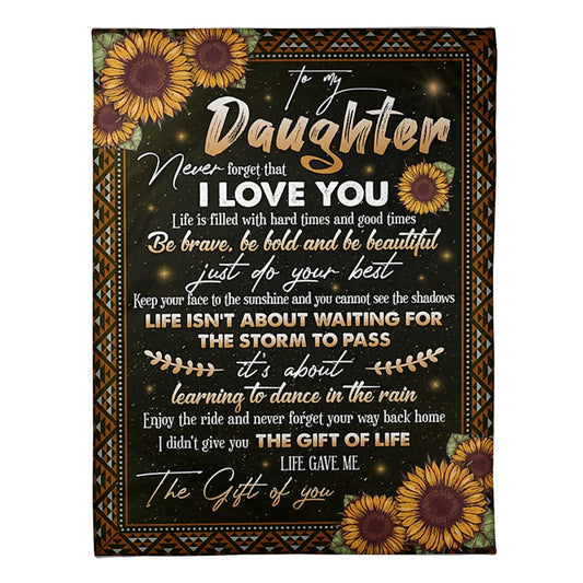 Sunflower To My Daughter Life Is Filled With Hard Times 50 x 60 Inch Flannel Blanket For Cozy Bedroom And Sofa Decor