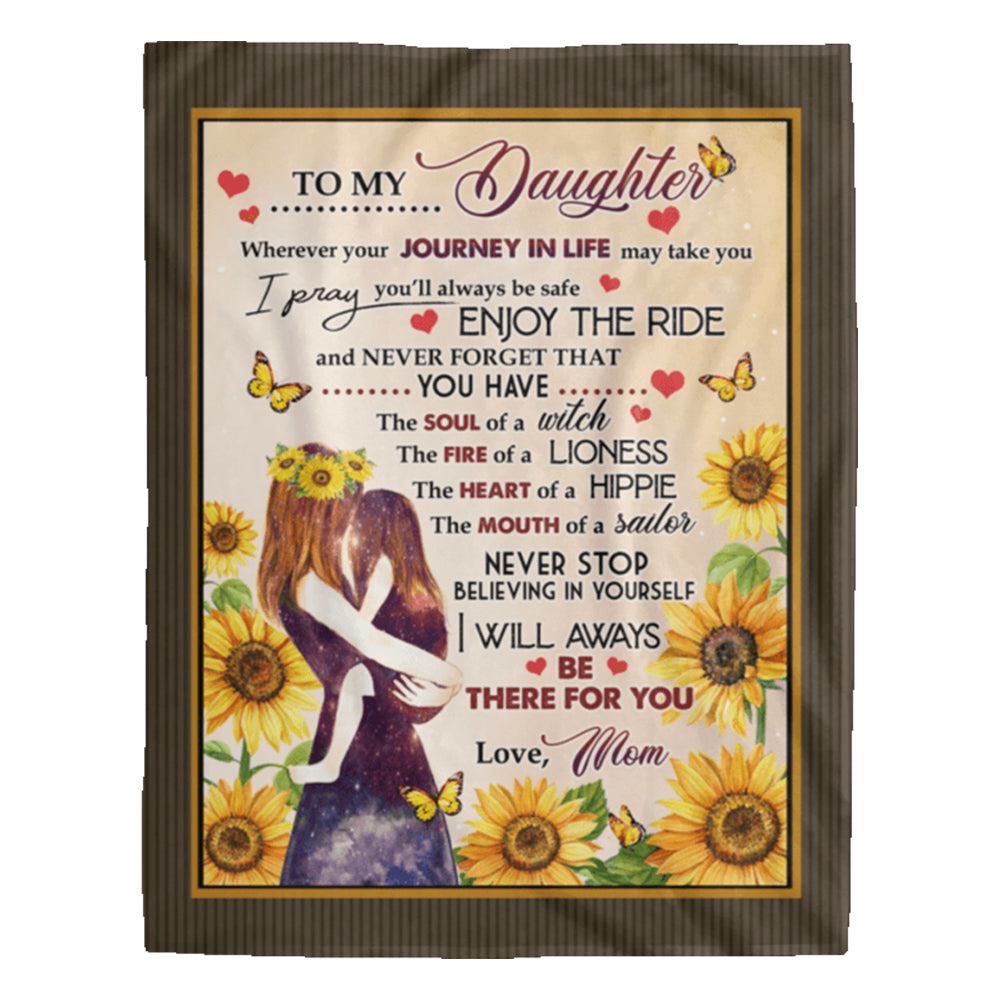 Sunflower To My Daughter Love Mom 50 x 60 Inch Flannel Blanket For Cozy Bedroom And Sofa Decor