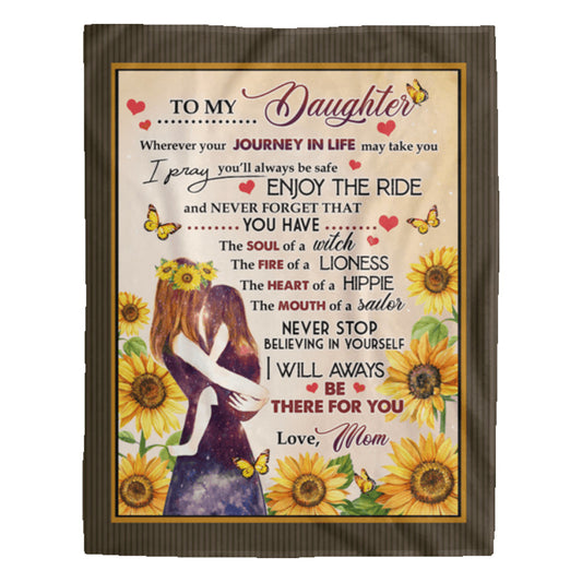 Sunflower To My Daughter Love Mom 50 x 60 Inch Flannel Blanket For Cozy Bedroom And Sofa Decor