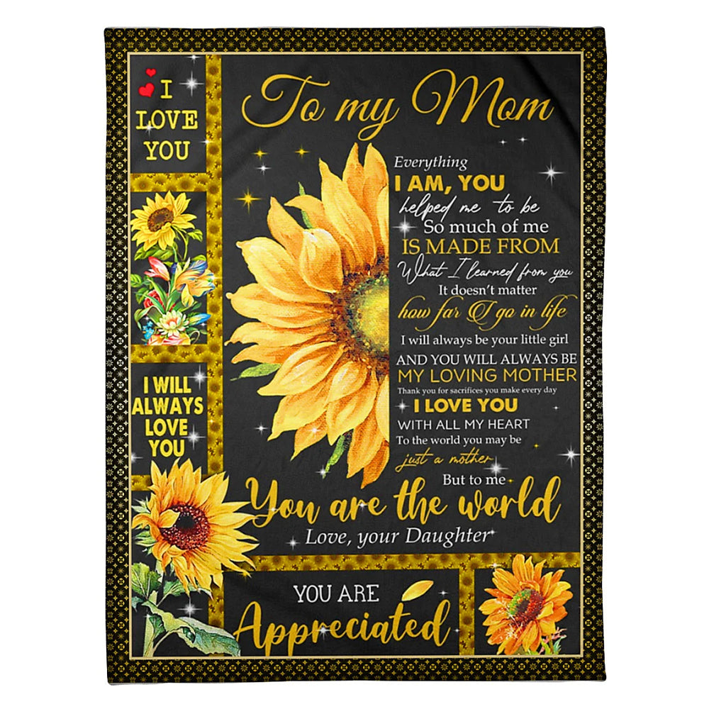 Sunflower To My Mom 50 x 60 Inch Flannel Blanket For Cozy Bedroom And Sofa Decor