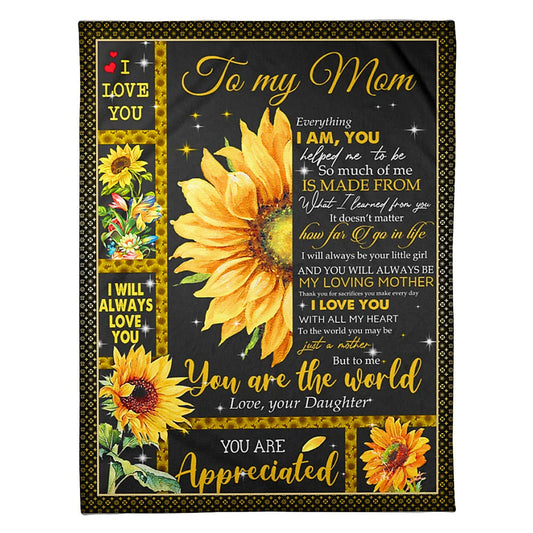 Sunflower To My Mom 50 x 60 Inch Flannel Blanket For Cozy Bedroom And Sofa Decor