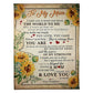 Sunflower To My Mom My Guardian Angel 50 x 60 Inch Flannel Blanket For Cozy Bedroom And Sofa Decor